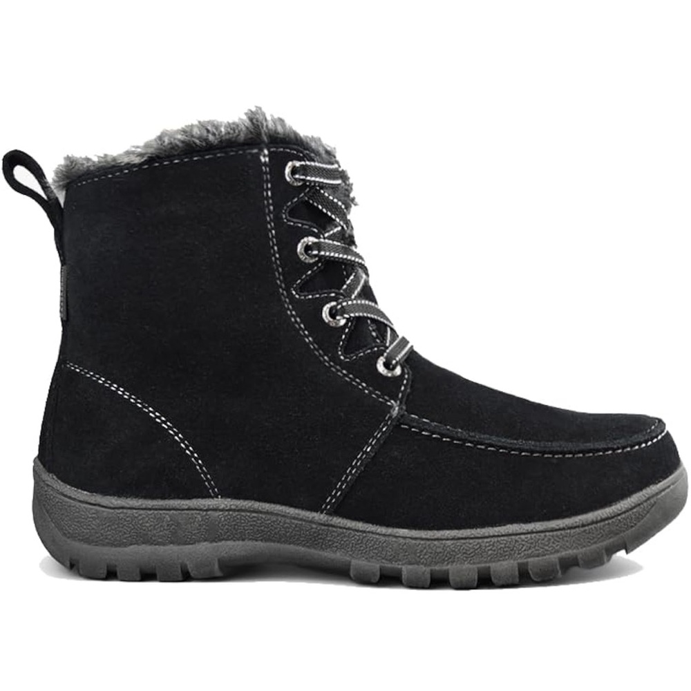 COMFY MODA Women’s Waterproof Fur Lined Warsaw Short Black Boot Suede